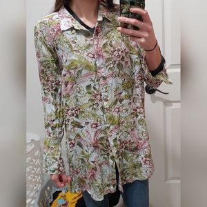 J. Jill Floral Long Sleeve Flowy Shirt -M